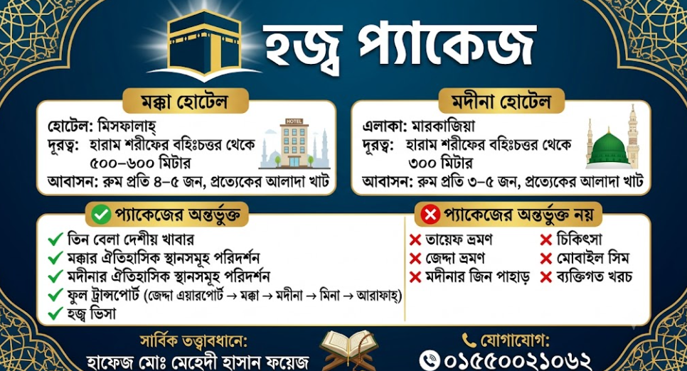 হজ্ব প্যাকেজ-এ -২০২৭  